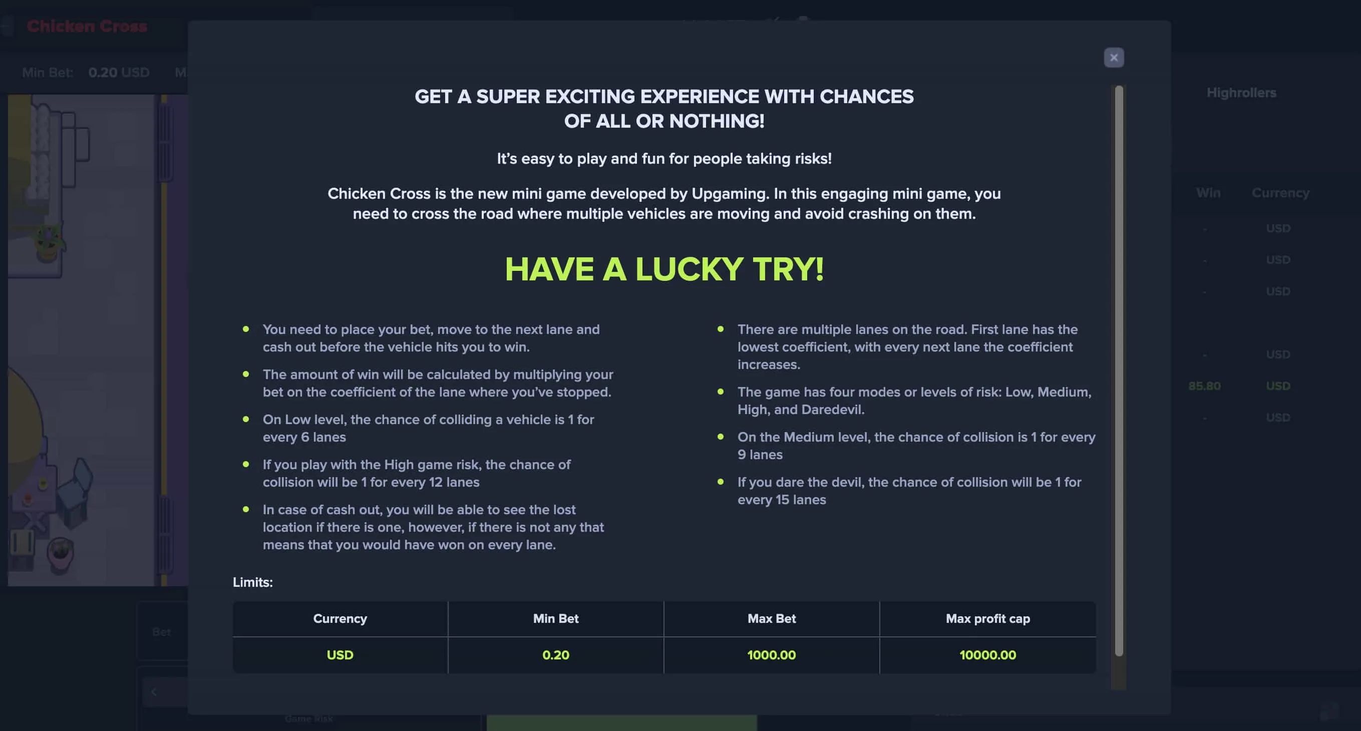 Prova Gratuita di Chicken Cross by Upgaming Prova Gratuita di Chicken Cross by Upgaming